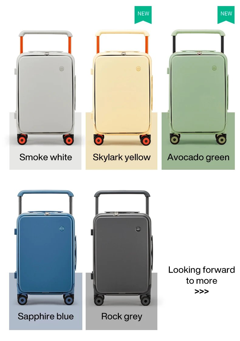 2023 New Design Wide Handle Suitcase Men Carry-On Luggage Women Travel Trolley Case 20 Inch Cabin PC Aluminum Frame M9275