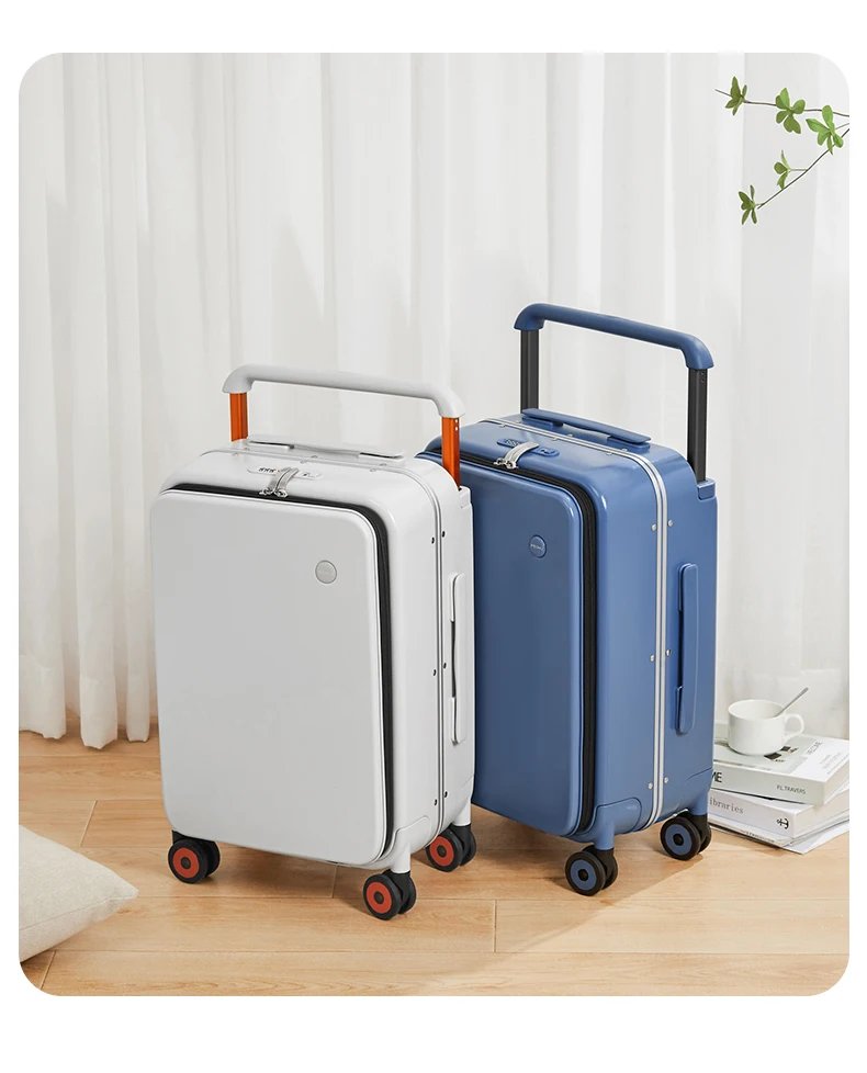 2023 New Design Wide Handle Suitcase Men Carry-On Luggage Women Travel Trolley Case 20 Inch Cabin PC Aluminum Frame M9275
