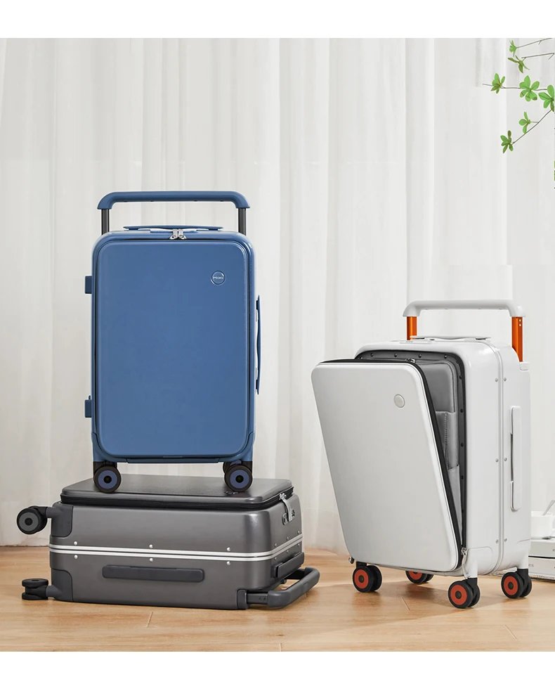 2023 New Design Wide Handle Suitcase Men Carry-On Luggage Women Travel Trolley Case 20 Inch Cabin PC Aluminum Frame M9275