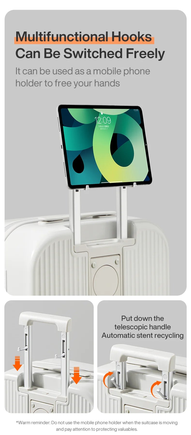 2024 New Design Suitcase Carry On Luggage with Cup Phone Holder Hard Shell Rolling Luggage PC Spinner Wheels Trolley Case