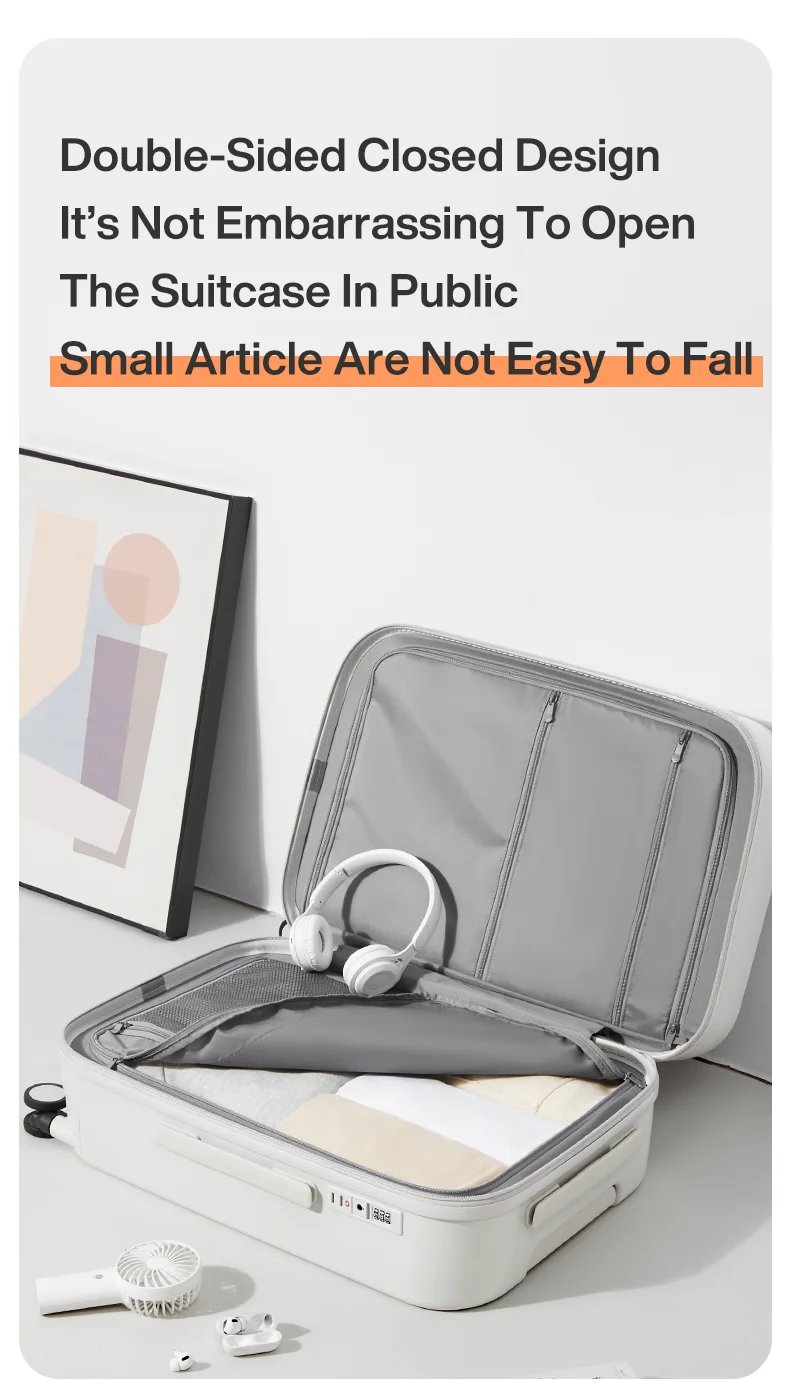 2024 New Design Suitcase Carry On Luggage with Cup Phone Holder Hard Shell Rolling Luggage PC Spinner Wheels Trolley Case