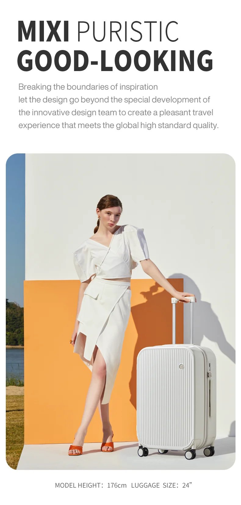 2024 New Design Suitcase Carry On Luggage with Cup Phone Holder Hard Shell Rolling Luggage PC Spinner Wheels Trolley Case