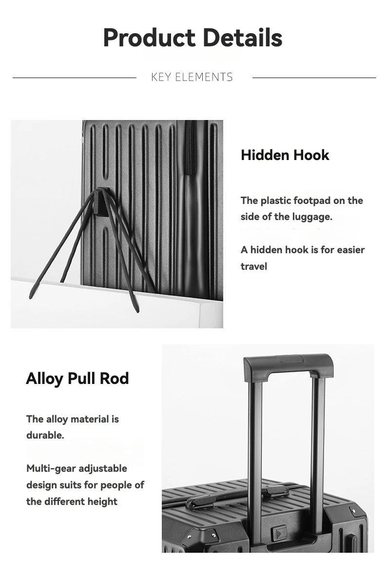 2024 New Large Capacity Durable Luggage Sets PC+ABS Suitcase USB Charging Women Girl Carry-On Boarding Travel 20/24/26/28