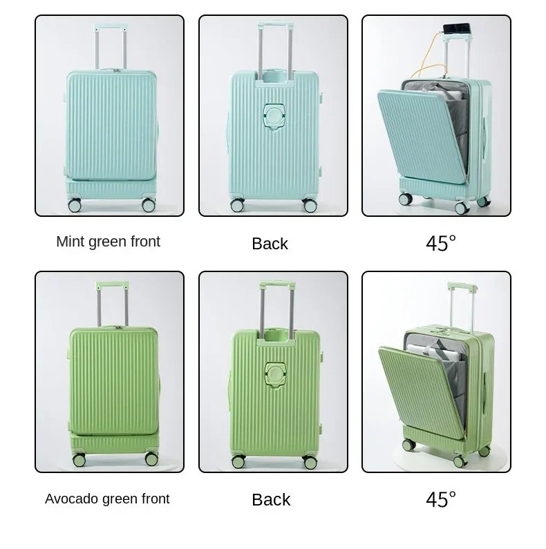 Luggage Middle Size Front Opening Men's and Women's Multifunctional Password Lock Travel Suitcases with Wheels 20 22 24 26 Inch