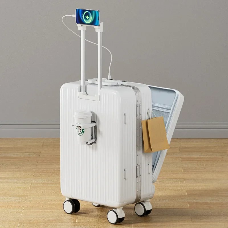 Luggage Middle Size Front Opening Men's and Women's Multifunctional Password Lock Travel Suitcases with Wheels 20 22 24 26 Inch