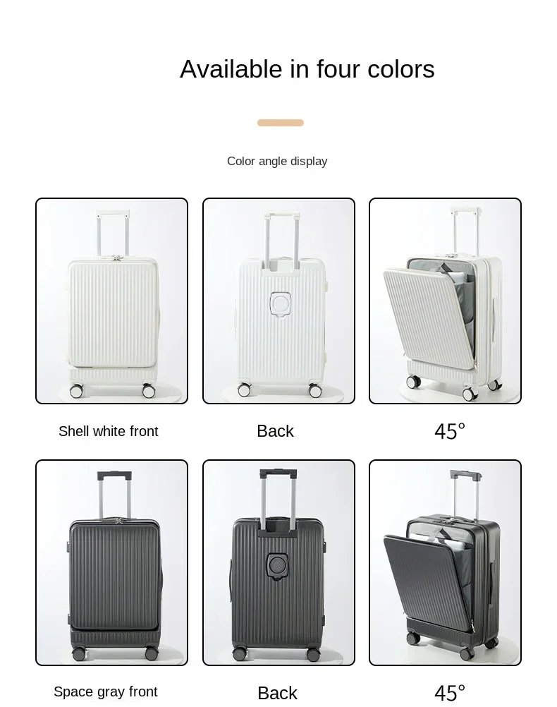 Luggage Middle Size Front Opening Men's and Women's Multifunctional Password Lock Travel Suitcases with Wheels 20 22 24 26 Inch