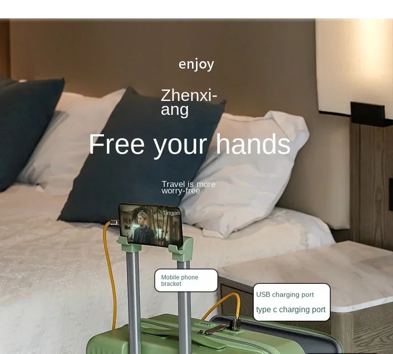 Luggage Middle Size Front Opening Men's and Women's Multifunctional Password Lock Travel Suitcases with Wheels 20 22 24 26 Inch