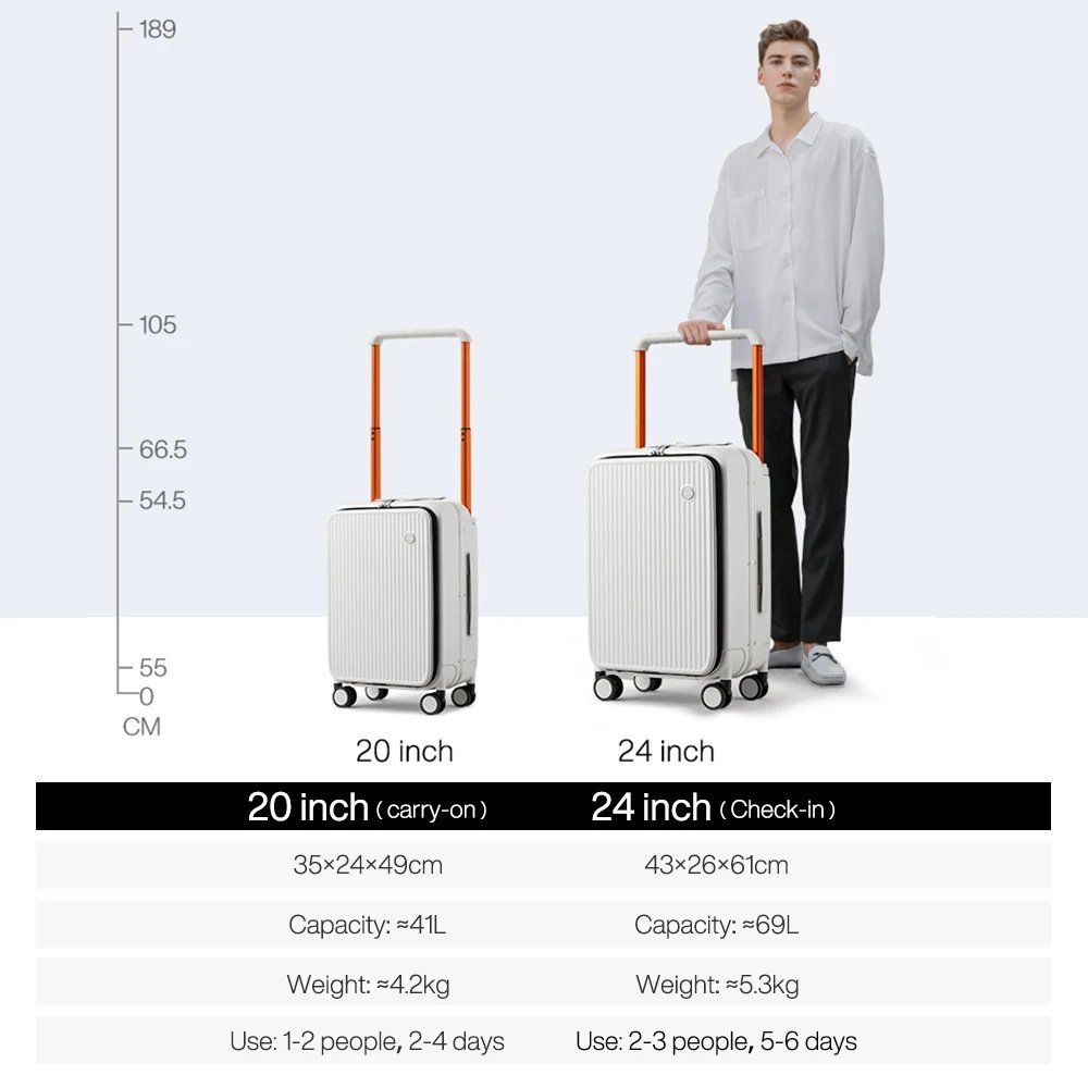 Front Laptop Pocket Suitcase Wide Handle Travel Suitcase Men 20”Carry-On Luggage Women PC Aluminum Frame Trolley Case 24” Front Laptop Pocket Suitcase Wide Handle Travel Suitcase Men 20''Carry-On Luggage Women PC Aluminum Frame Trolley Case 24''