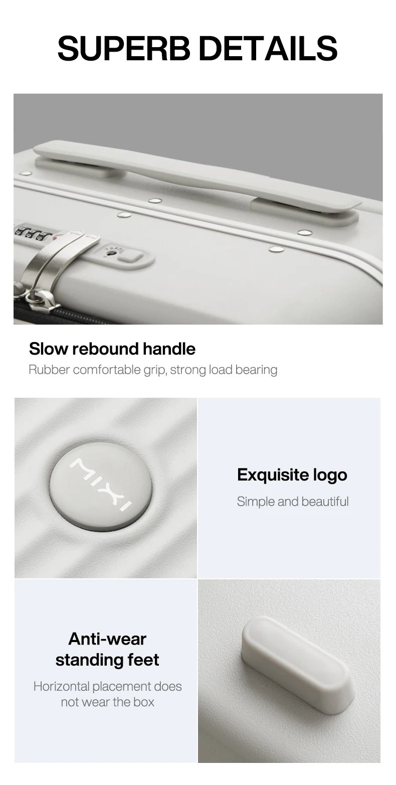 Front Laptop Pocket Suitcase Wide Handle Travel Suitcase Men 20''Carry-On Luggage Women PC Aluminum Frame Trolley Case 24''