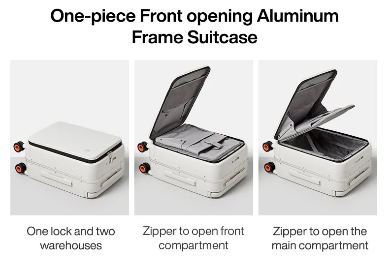 Front Laptop Pocket Suitcase Wide Handle Travel Suitcase Men 20''Carry-On Luggage Women PC Aluminum Frame Trolley Case 24''