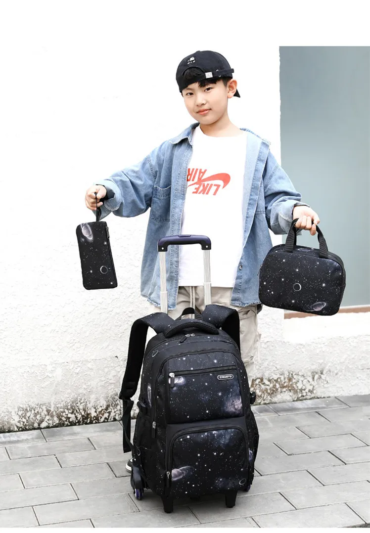 Kids School Bag With Wheels Rolling Backpack for Boy Wheeled School Bag 6 Wheels Trolley Bookbag Carry on Luggage with Lunch Bag Kids School Bag With Wheels Rolling Backpack for Boy Wheeled School Bag 6 Wheels Trolley Bookbag Carry on Luggage with Lunch Bag