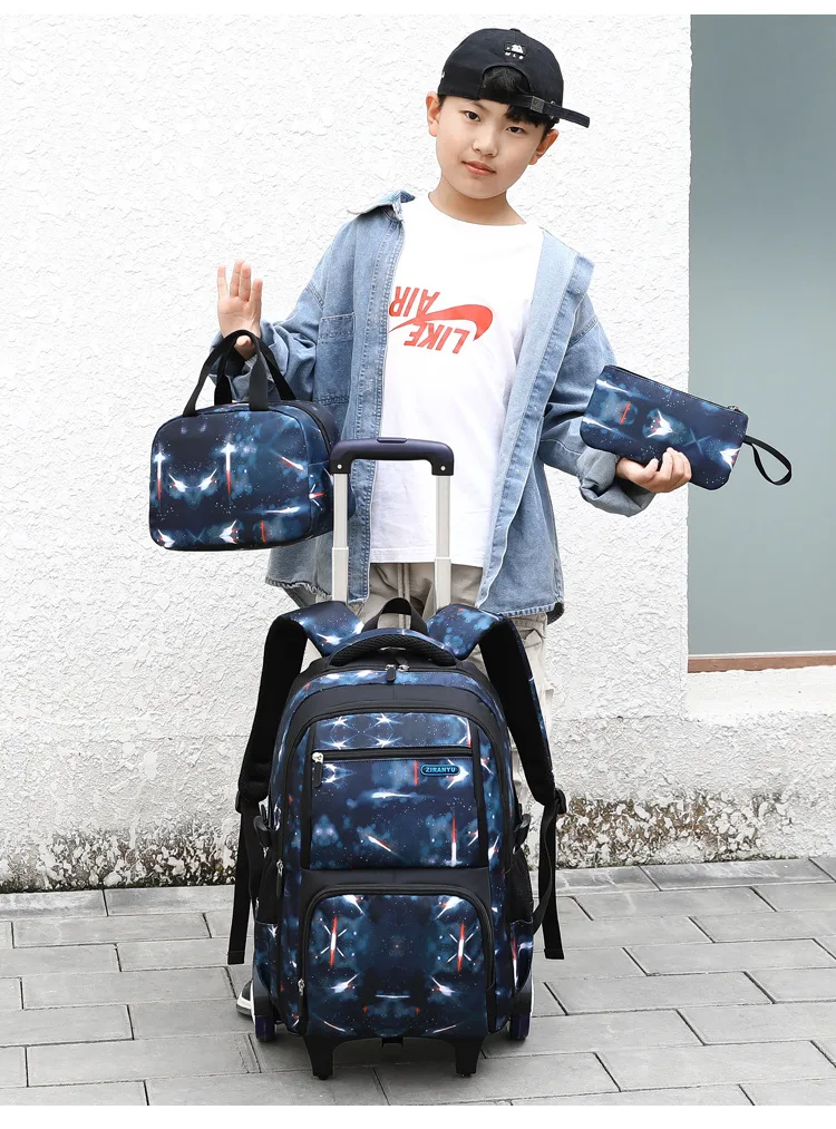 Kids School Bag With Wheels Rolling Backpack for Boy Wheeled School Bag 6 Wheels Trolley Bookbag Carry on Luggage with Lunch Bag Kids School Bag With Wheels Rolling Backpack for Boy Wheeled School Bag 6 Wheels Trolley Bookbag Carry on Luggage with Lunch Bag