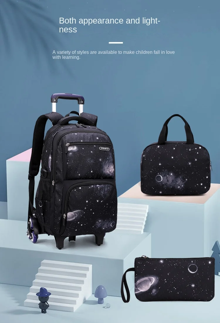 Kids School Bag With Wheels Rolling Backpack for Boy Wheeled School Bag 6 Wheels Trolley Bookbag Carry on Luggage with Lunch Bag Kids School Bag With Wheels Rolling Backpack for Boy Wheeled School Bag 6 Wheels Trolley Bookbag Carry on Luggage with Lunch Bag
