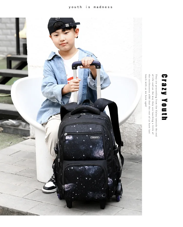 Kids School Bag With Wheels Rolling Backpack for Boy Wheeled School Bag 6 Wheels Trolley Bookbag Carry on Luggage with Lunch Bag Kids School Bag With Wheels Rolling Backpack for Boy Wheeled School Bag 6 Wheels Trolley Bookbag Carry on Luggage with Lunch Bag