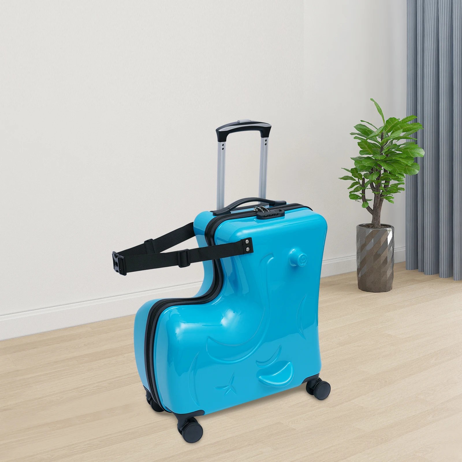 20″ Spinner Luggage Kids Ride-On Roll Suitcase Luggage Bags Wheeled Trolley Luggage Waterproof (Pink/blue) 20