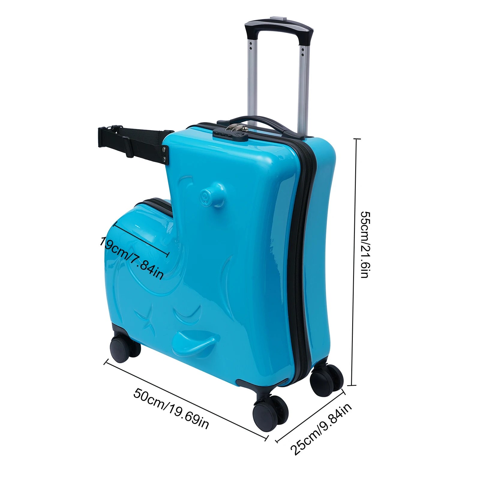 20″ Spinner Luggage Kids Ride-On Roll Suitcase Luggage Bags Wheeled Trolley Luggage Waterproof (Pink/blue) 20