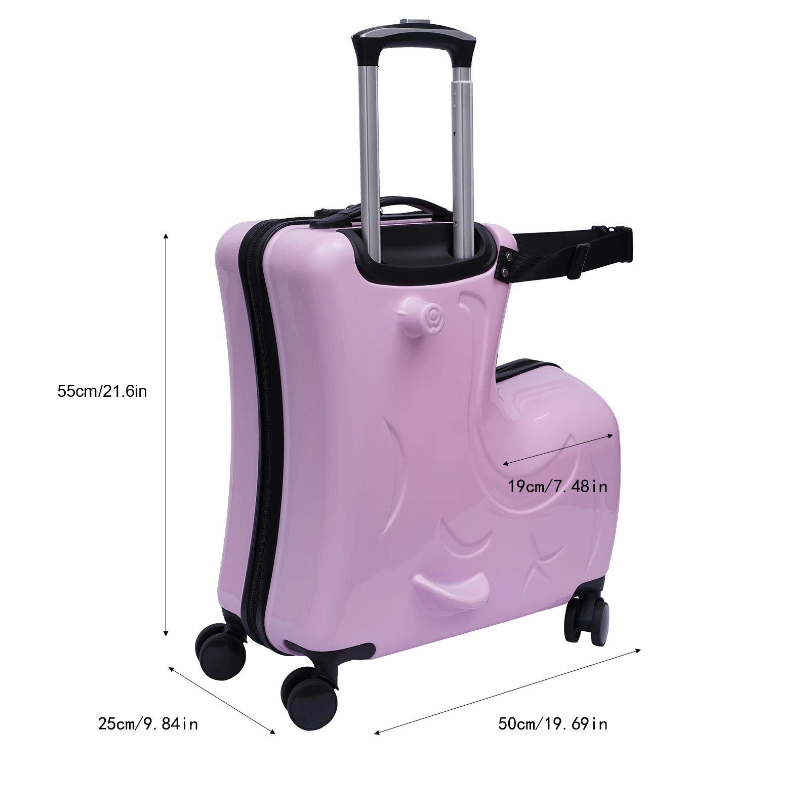 20″ Spinner Luggage Kids Ride-On Roll Suitcase Luggage Bags Wheeled Trolley Luggage Waterproof (Pink/blue) 20