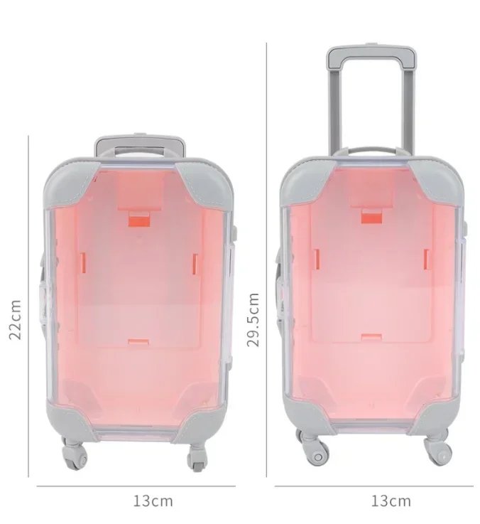 1PC Mini Trolley Luggage For Storing Doll Clothes Shoes Jewelry Cute Plastic Small Suitcase Box Dollhouse Decoration Accessories