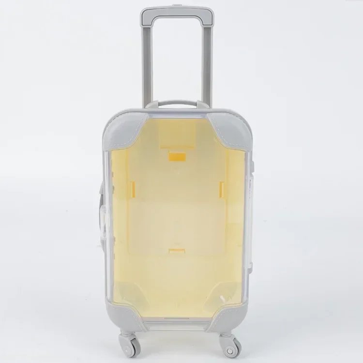 1PC Mini Trolley Luggage For Storing Doll Clothes Shoes Jewelry Cute Plastic Small Suitcase Box Dollhouse Decoration Accessories