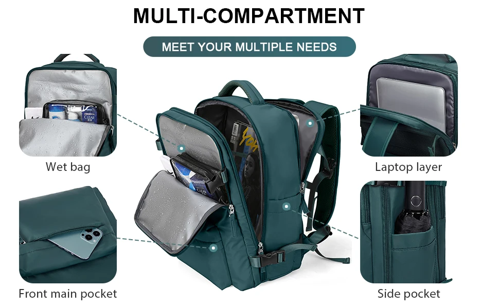 Travel Backpack Carry on Personal Item Bag for Flight Approved, 35L Hand Luggage Suitcase Waterproof Weekender Bag for Men Women Travel Backpack Carry on Personal Item Bag for Flight Approved, 35L Hand Luggage Suitcase Waterproof Weekender Bag for Men Women