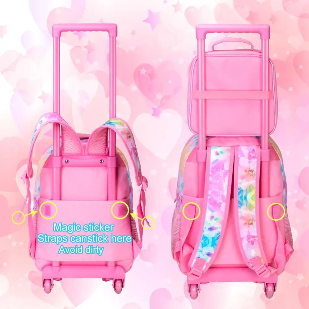 Rolling Backpack for Girls and Boys,Kids Unicorn Bookbag with Roller Wheels, Suitcase School Bag Set