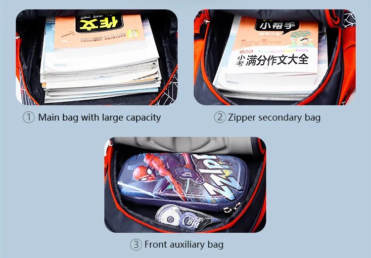 Spider Backpack+Pencil Case Set for Boys School Bag Elementary for Kids School Bag Cartoon Waterproof Primary Backpack