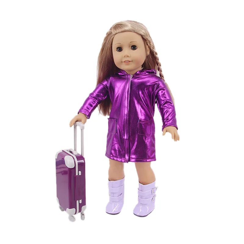 Doll Accessories Suitcase Cartoon Animal Print Fit For 18 Inch American Dolls 43Cm Baby Reborn Doll Clothes Storage,Kid Toy Gift