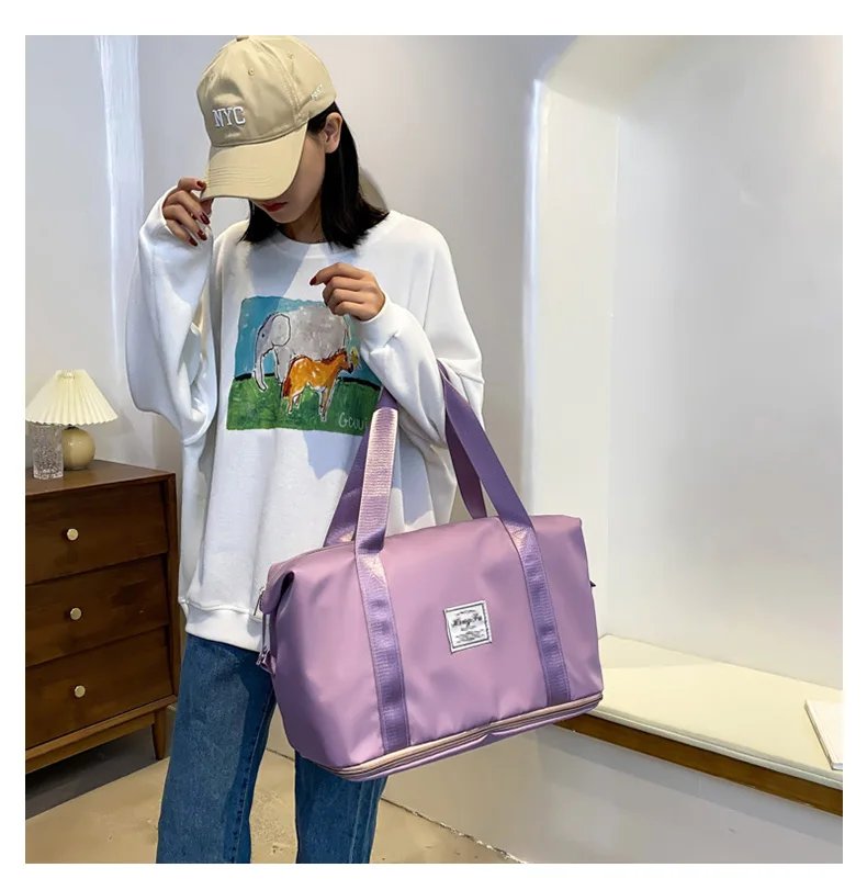 Carry On Travel Duffle Bag Nylon Waterproof Sports Gym Tote Bags for Women Large Capacity Storage Luggage Handbag