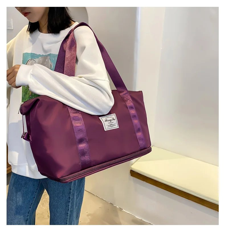 Carry On Travel Duffle Bag Nylon Waterproof Sports Gym Tote Bags for Women Large Capacity Storage Luggage Handbag