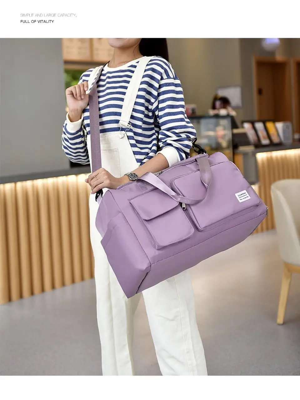 Carry On Travel Bag Large Capacity Weekender Overnight Duffle Bags with Shoe Compartment Sports Fitness Bags for Women