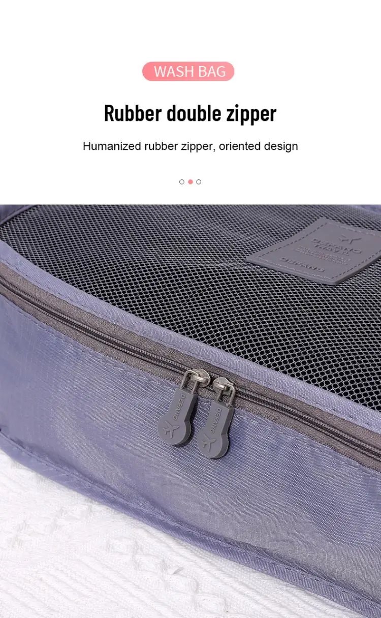 6 Pcs/Set Pink/Blue/Grey Travel Storage Bag Large Capacity Waterproof Luggage Clothing Underwear Storage Bag Bag With Zipper