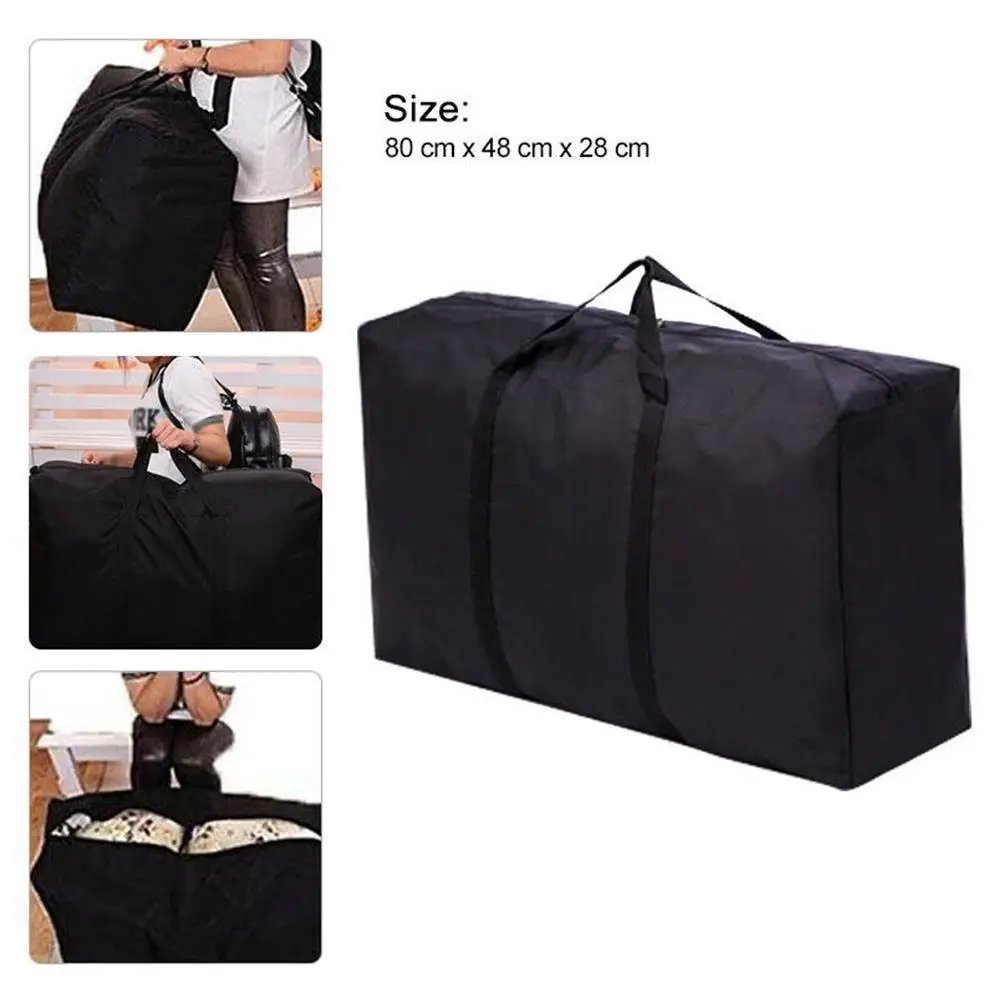 Unisex Large Capacity Folding Duffle Bag Travel Clothes Storage Bags Zipper Oxford Weekend Bag Thin Portable Moving Luggage Bags