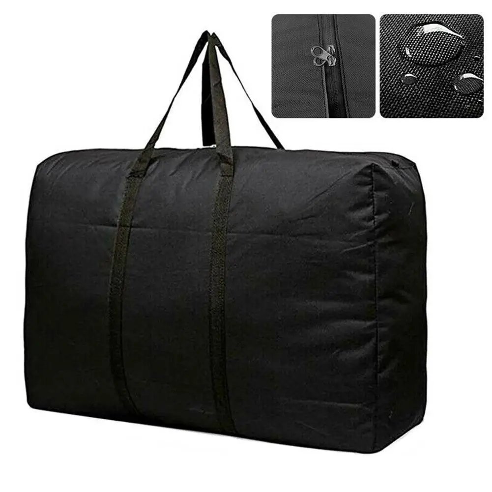 Unisex Large Capacity Folding Duffle Bag Travel Clothes Storage Bags Zipper Oxford Weekend Bag Thin Portable Moving Luggage Bags