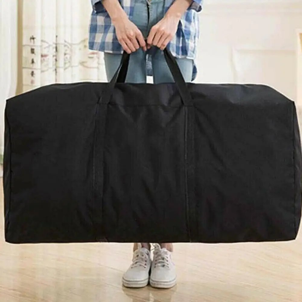 Unisex Large Capacity Folding Duffle Bag Travel Clothes Storage Bags Zipper Oxford Weekend Bag Thin Portable Moving Luggage Bags
