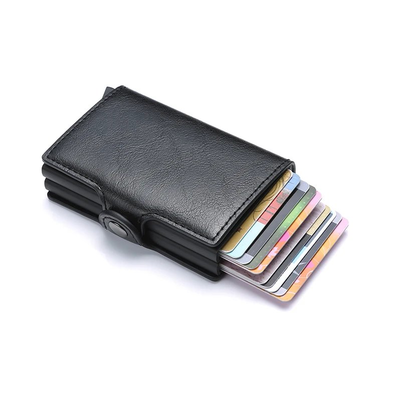 Carbon Fiber Credit Card Holder Mens Double Anti Rfid Bank Cardholder Case Wallet Metal Business Bank Minimalist Wallet Gift