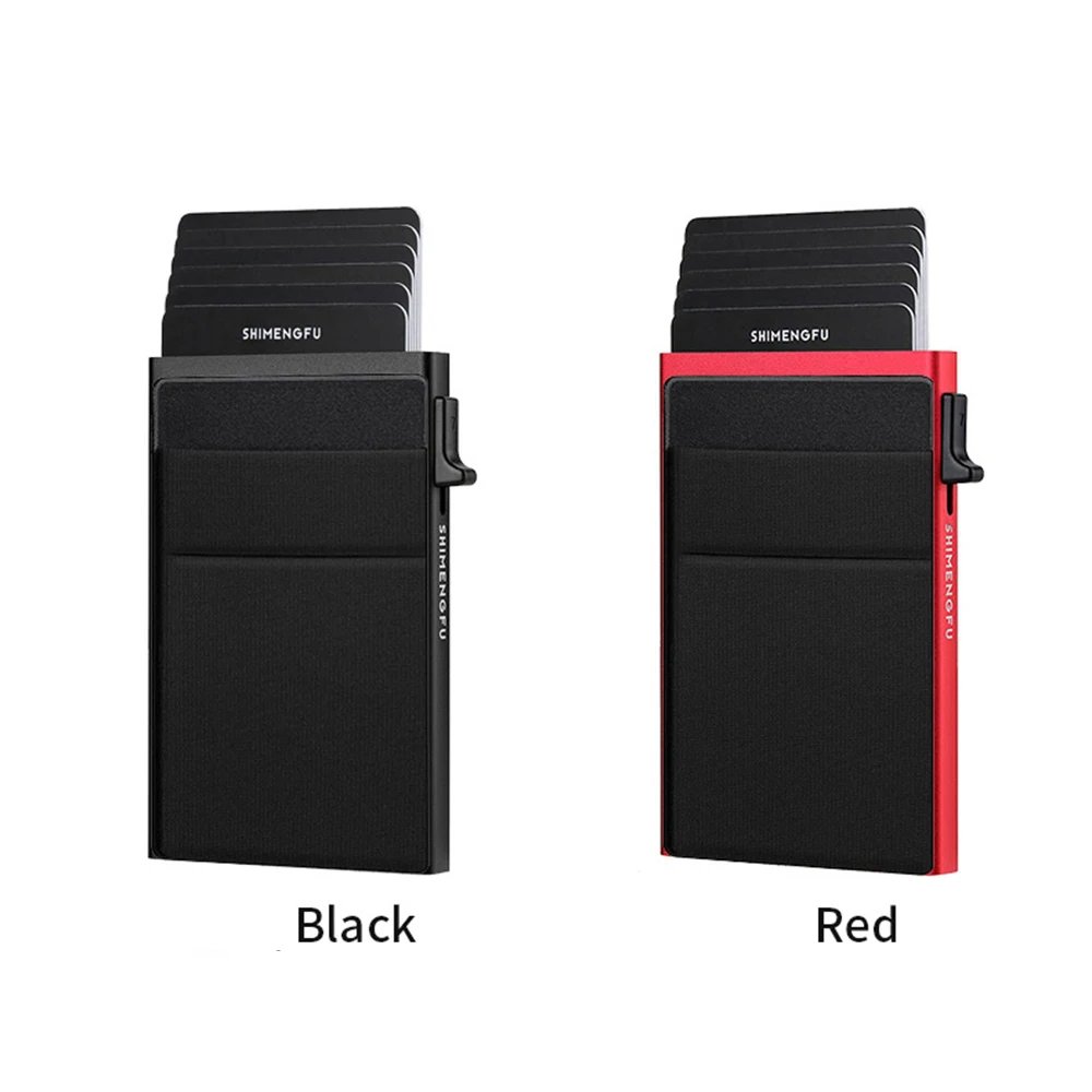 Antitheft Men Id Bank Credit Card Holder Double Rfid Blocking Wallet Leather Security Aluminum Box Metal Purse Cardholder Case