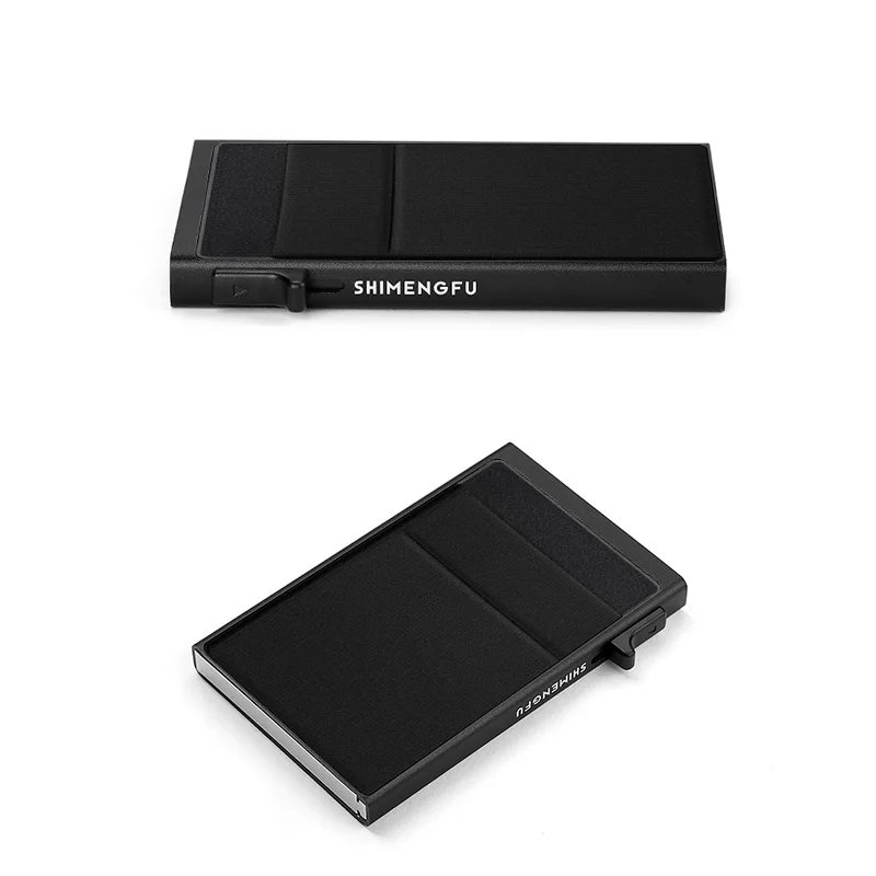 Antitheft Men Id Bank Credit Card Holder Double Rfid Blocking Wallet Leather Security Aluminum Box Metal Purse Cardholder Case