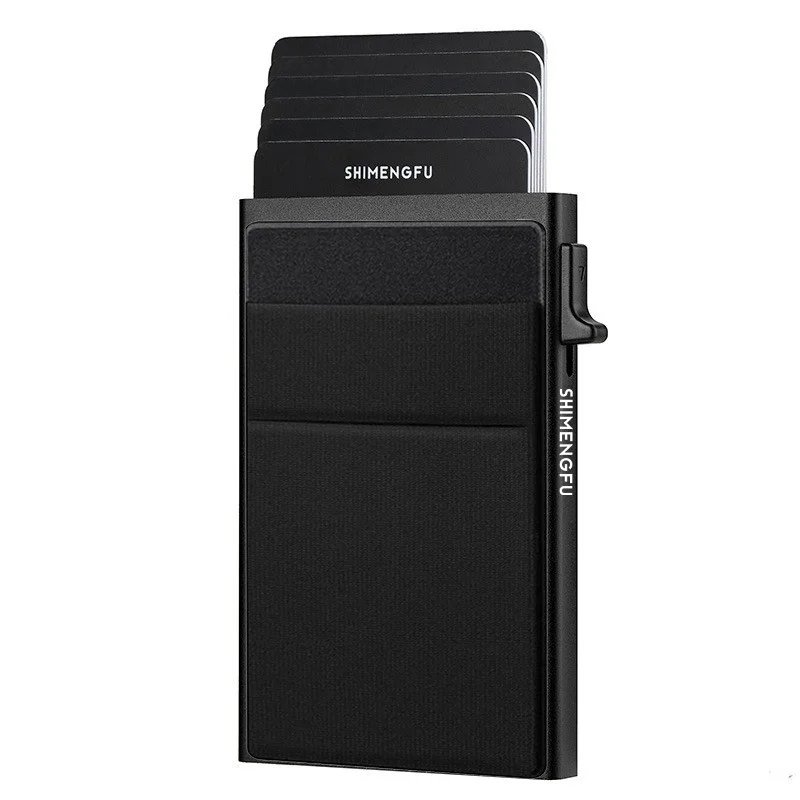Antitheft Men Id Bank Credit Card Holder Double Rfid Blocking Wallet Leather Security Aluminum Box Metal Purse Cardholder Case
