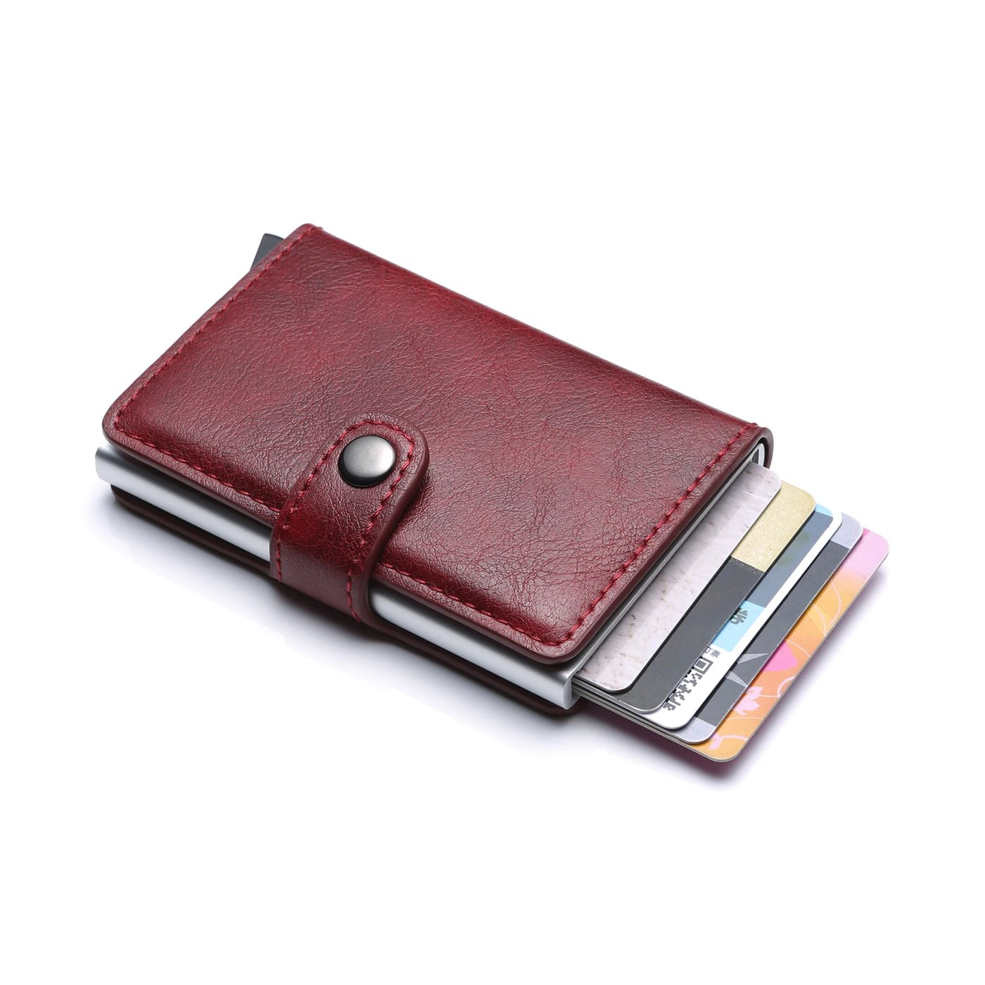 Credit Card Holder Holder Slim Leather Wallet Pop Up Wallet  RFID Blocking Metal Double Card Case for Men and Women