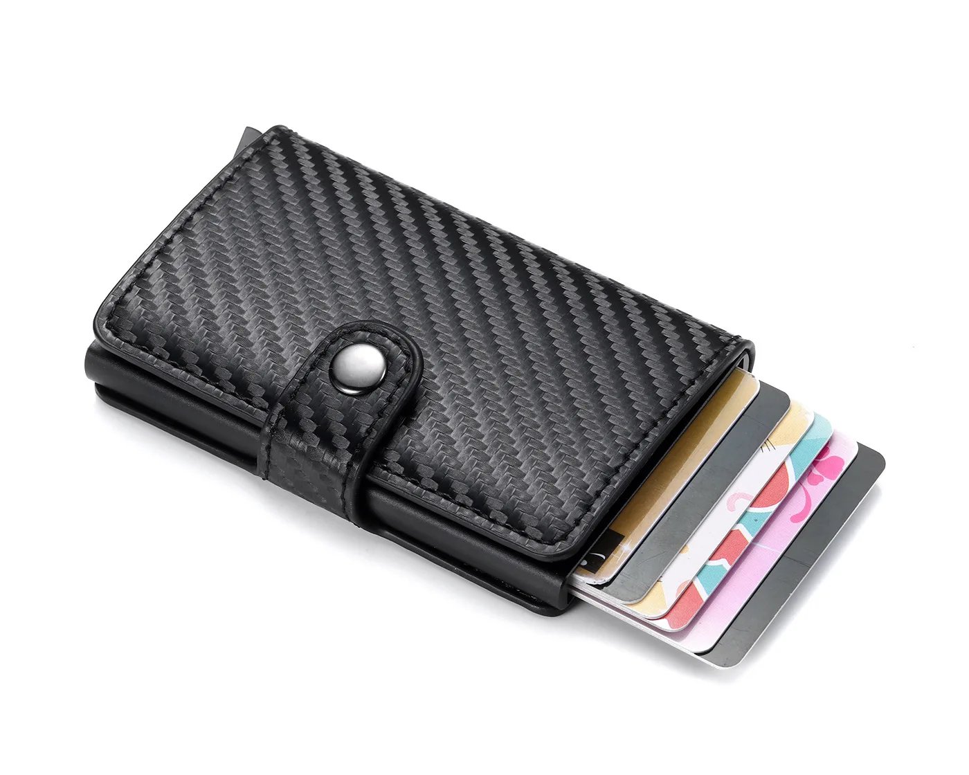 Credit Card Holder Holder Slim Leather Wallet Pop Up Wallet  RFID Blocking Metal Double Card Case for Men and Women