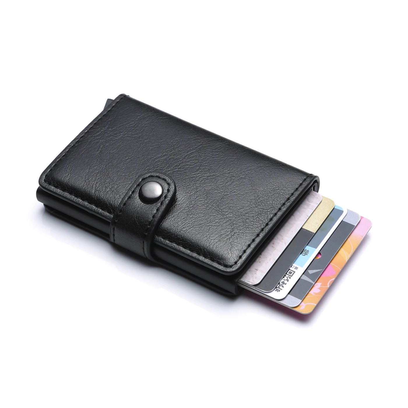 Credit Card Holder Holder Slim Leather Wallet Pop Up Wallet  RFID Blocking Metal Double Card Case for Men and Women