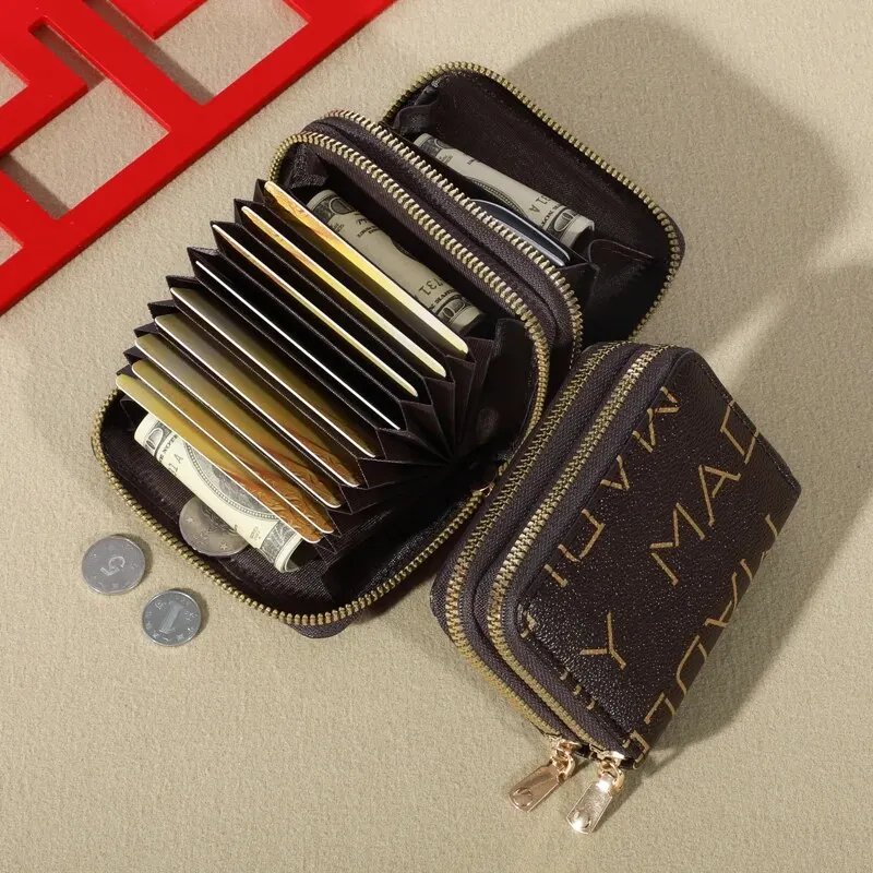 Womens Credit Card Wallet, Large Capacity Multi Card Case Wallet With ID Window, Zipper Card Cases Holder