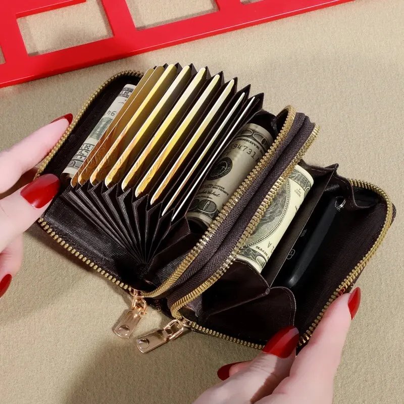 Womens Credit Card Wallet, Large Capacity Multi Card Case Wallet With ID Window, Zipper Card Cases Holder