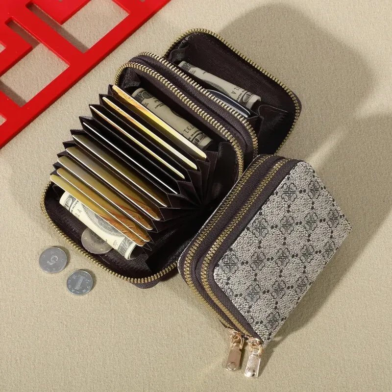 Womens Credit Card Wallet, Large Capacity Multi Card Case Wallet With ID Window, Zipper Card Cases Holder