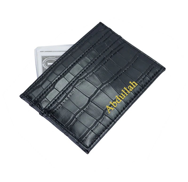 Custom Letters Men PU Leather Credit Card Holder Personalize Initials Slim Card Wallet Monogram Name Card Case Women DIY Present