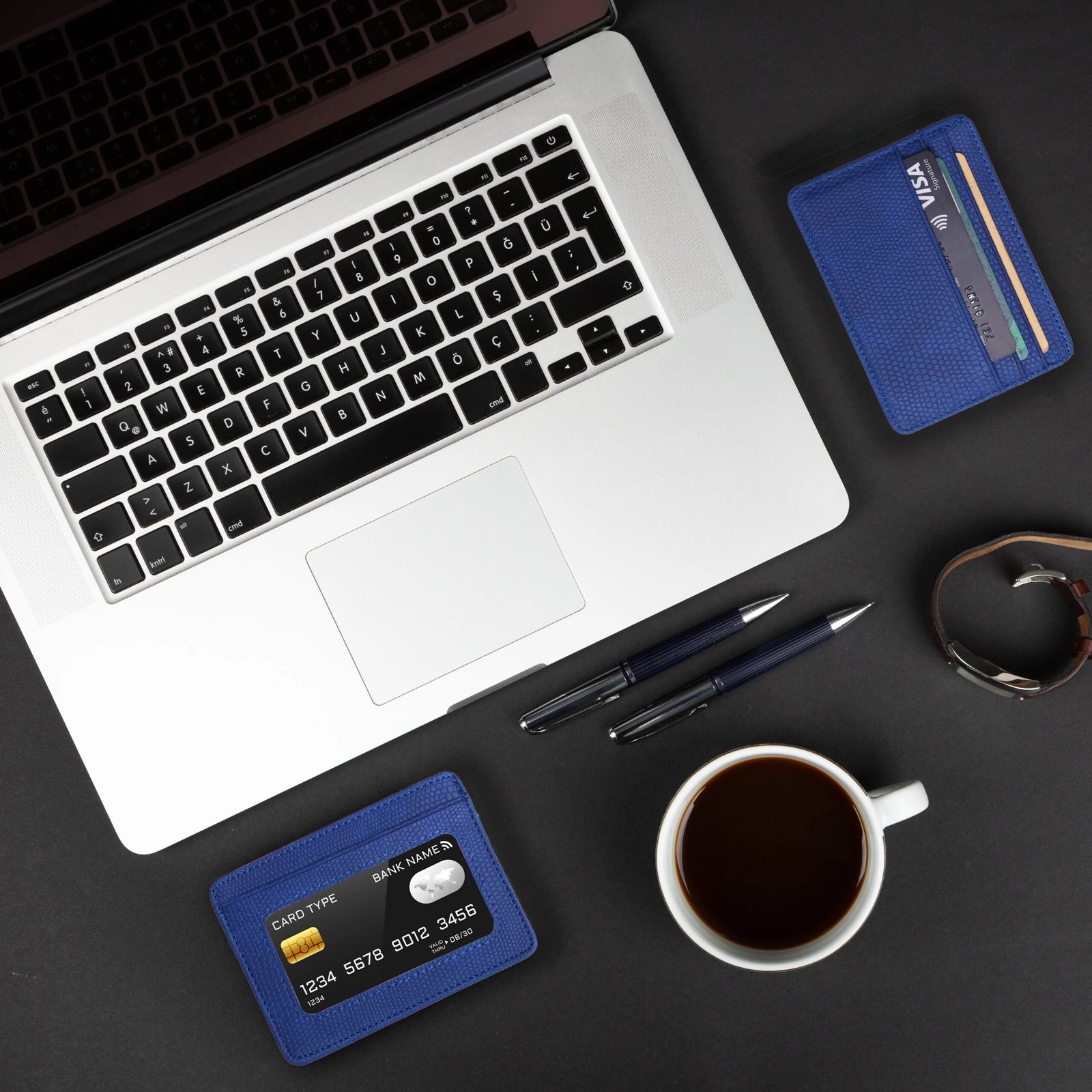 Minimalist Slim Credit Card Holder with Transparent ID Window, Small Leather Card Wallet for Women Men