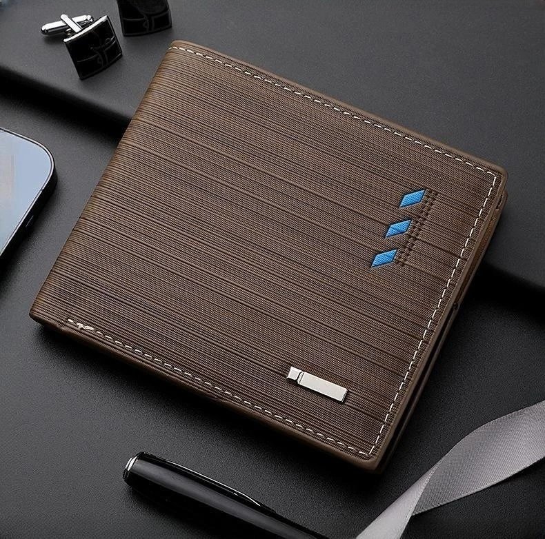 Fashion Men's Stripe Wallet Multi Function ID Credit Card Holder Two -fold Money Clip High Quality Leather Coin Purse Fashion Men's Stripe Wallet Multi Function ID Credit Card Holder Two -fold Money Clip High Quality Leather Coin Purse