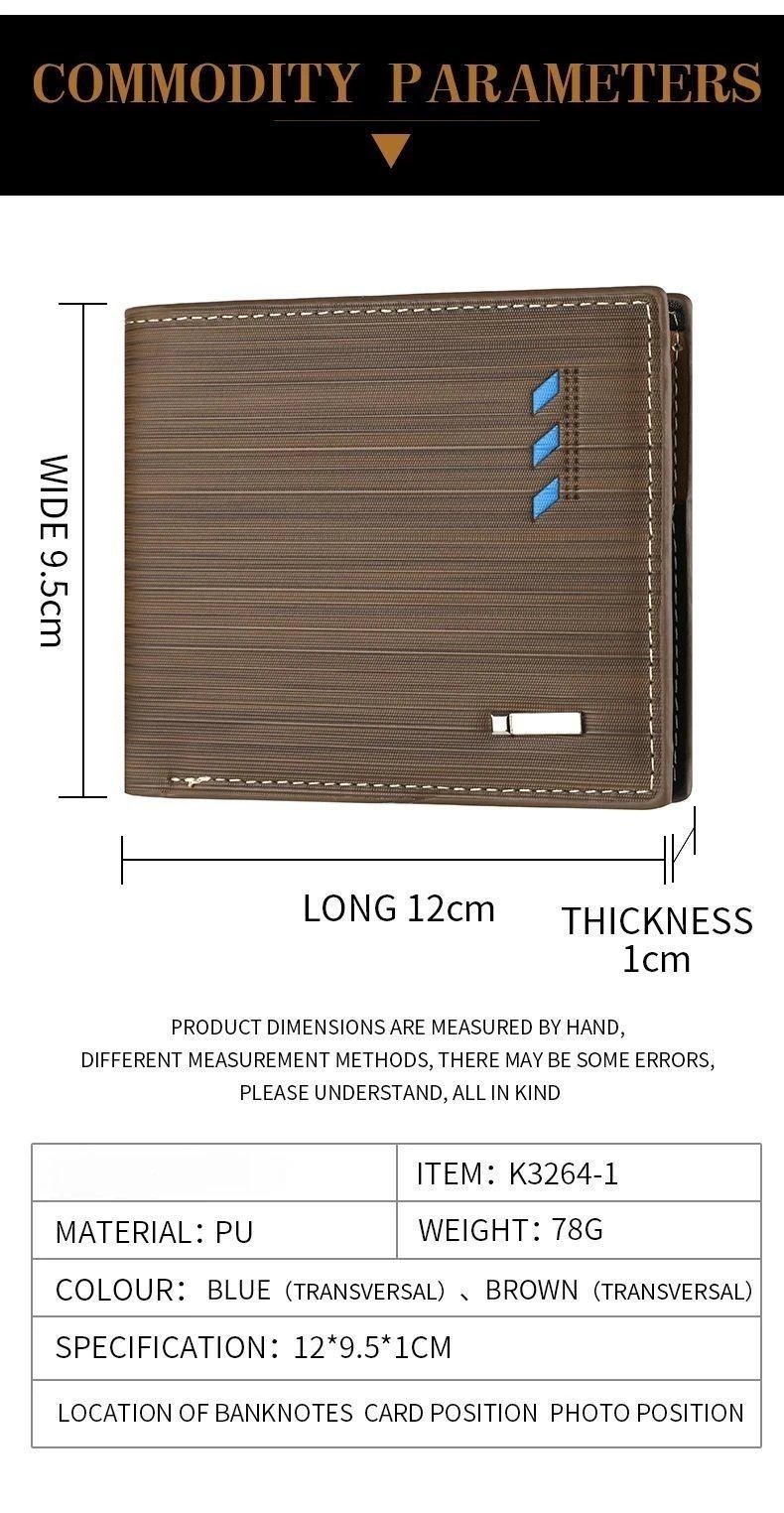 Fashion Men's Stripe Wallet Multi Function ID Credit Card Holder Two -fold Money Clip High Quality Leather Coin Purse Fashion Men's Stripe Wallet Multi Function ID Credit Card Holder Two -fold Money Clip High Quality Leather Coin Purse