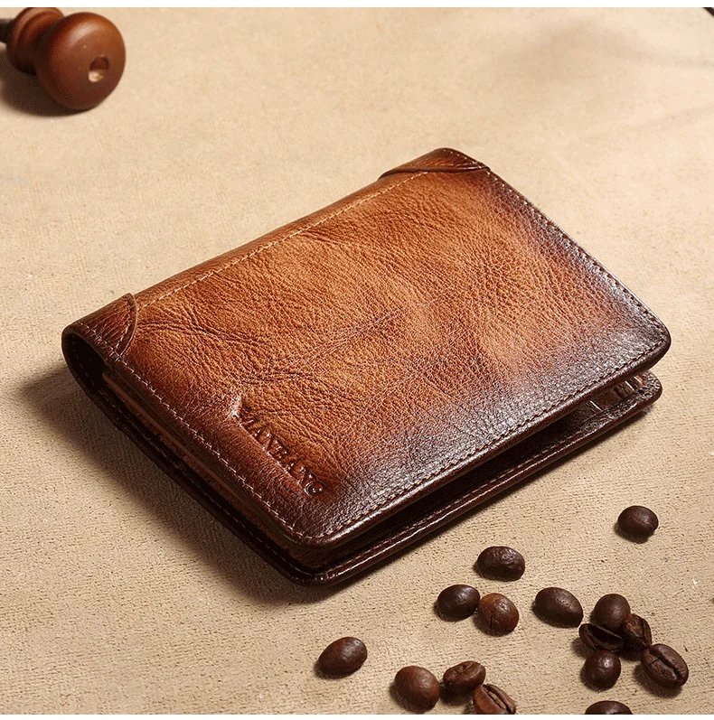 Men's Wallets RFID Genuine Leather Trifold Wallets For Men with ID Window and Credit Card Holder