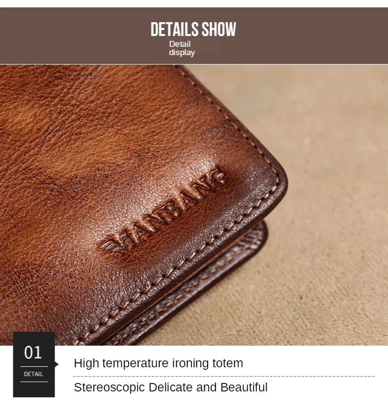 Men's Wallets RFID Genuine Leather Trifold Wallets For Men with ID Window and Credit Card Holder